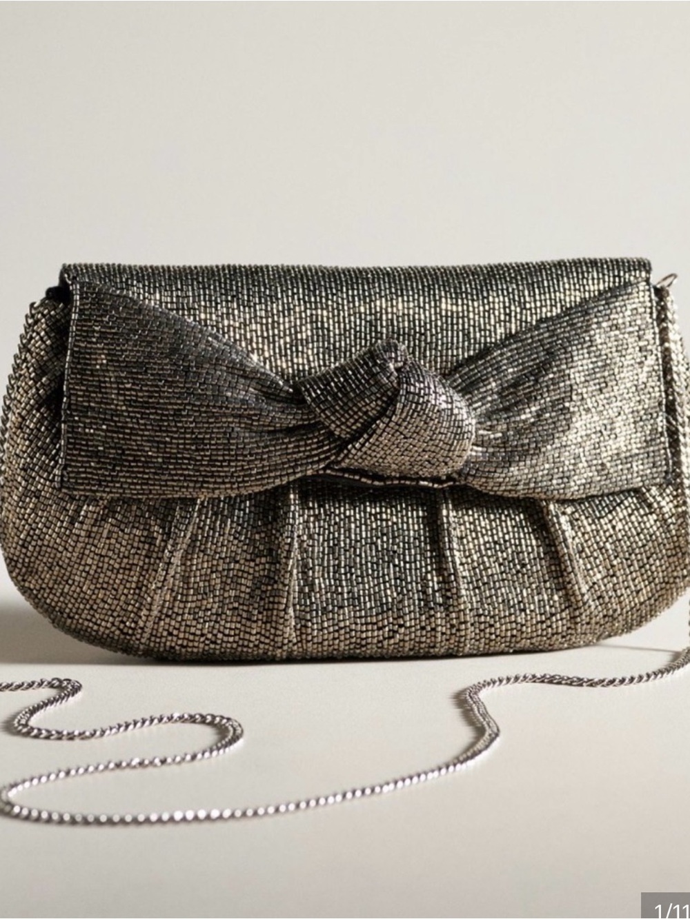 Anthropologie Maeve Beaded Bow Clutch Bag